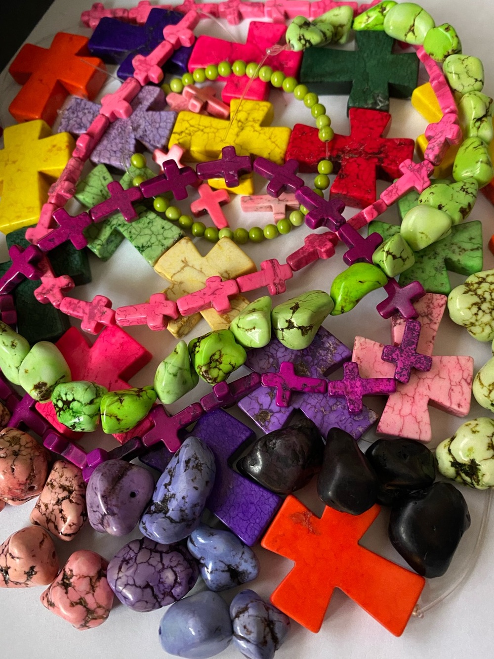Stone Bead Lot Colorful Dyed Howlite Bead Lot
